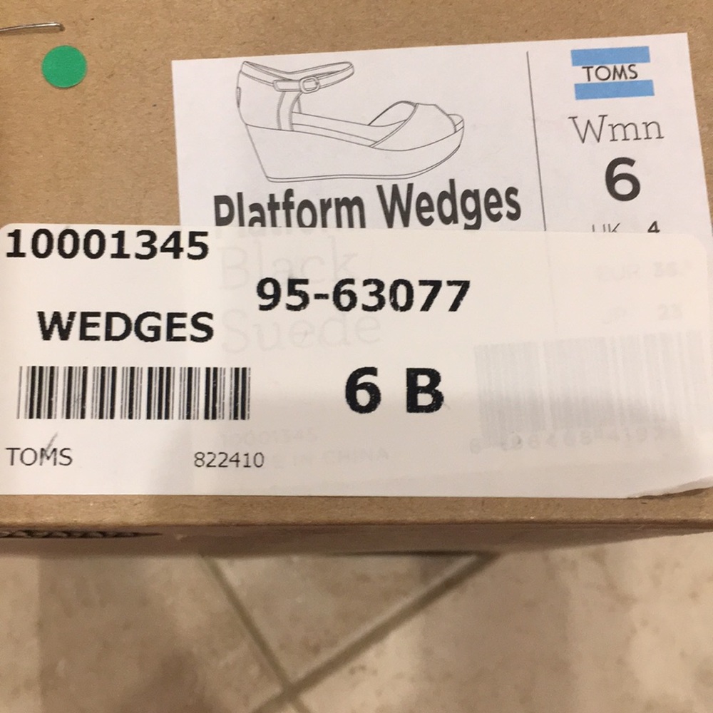 Toms Black Suede Cork Platform Wedge Sandals - Picture 4 of 4